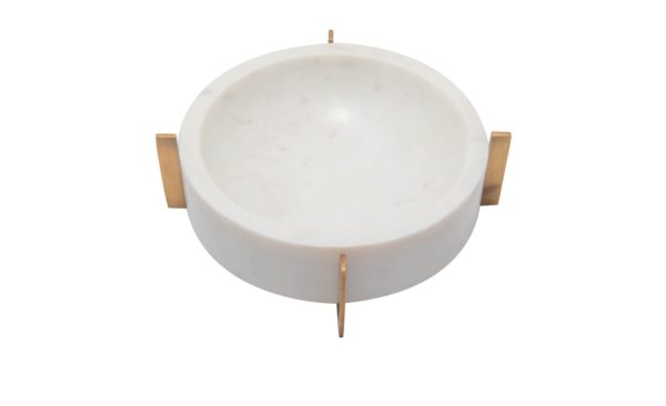 Marble Bowl with Antique Brass Stand